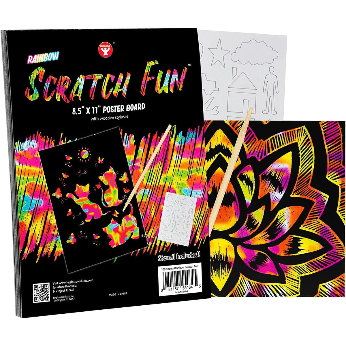 Colorations® Scratch Art Boards - 25 boards with 5 Sticks
