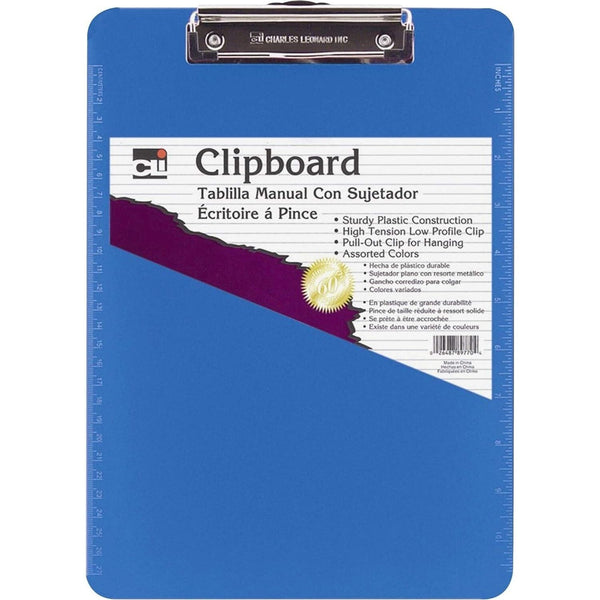 Clipboard (Plastic) Arts & Crafts Charles Leonard Neon Blue 