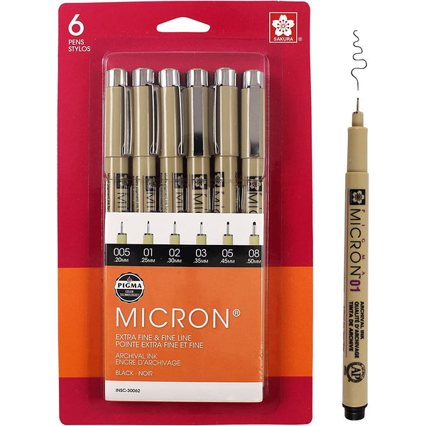 Illustration Pen (Sigma Micron) Drawing & Painting Kits Silver Lead 6 Pack 